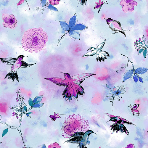 Patchwork Fabric RJR Fabric-Bloom Bloom Butterfly- Hummingbird 1201SK2 PER METRE