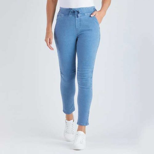 Threadz Tie Front Gathered Denim Jeans 36713