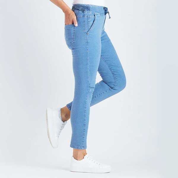 Threadz Tie Front Gathered Denim Jeans 36713