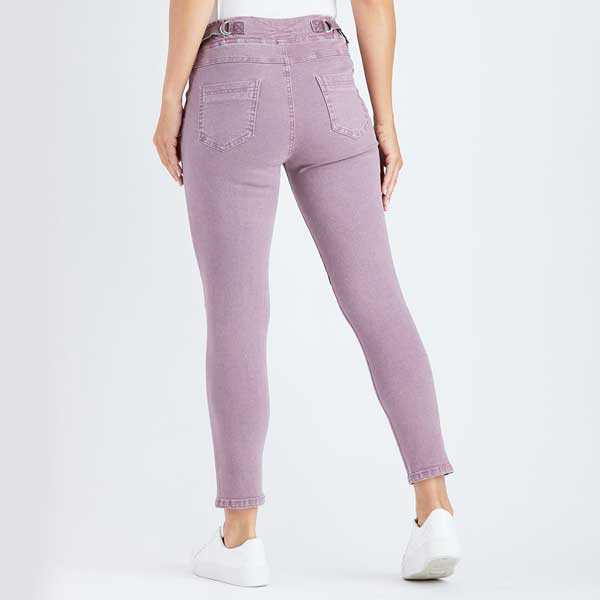 Threadz Tie Front Gathered Jean Purple 36713