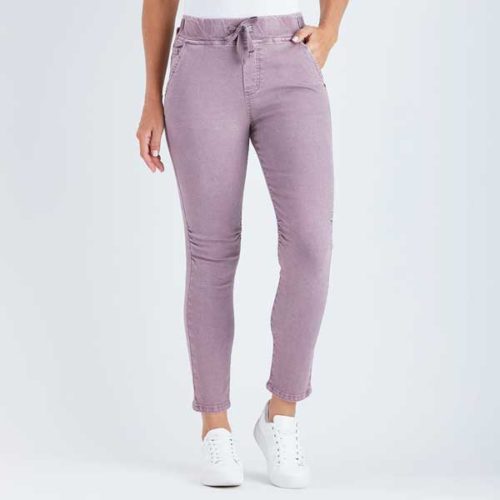 Threadz Tie Front Gathered Jean Purple 36713