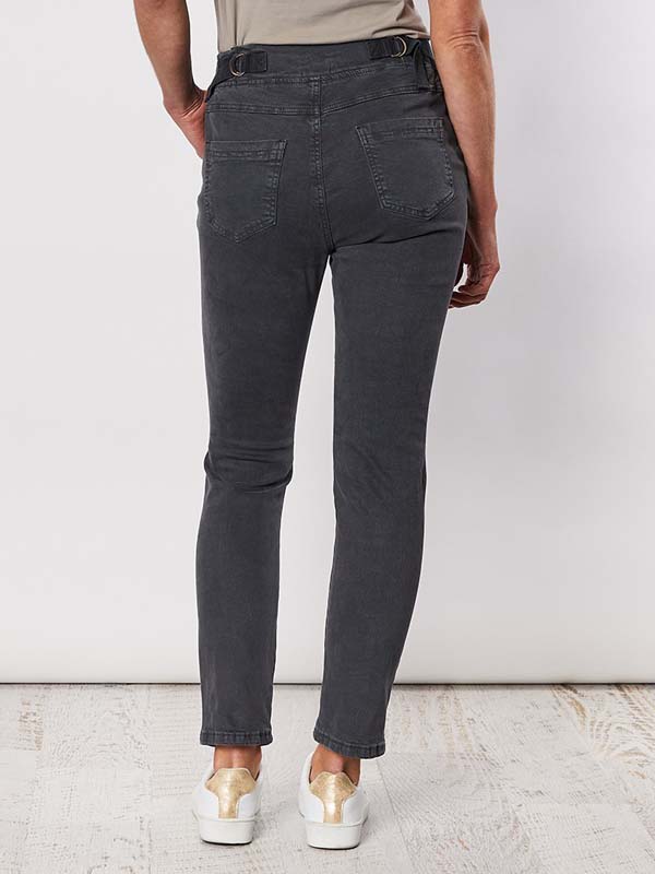 Threadz Tie Front Gathered Jean Black 36713