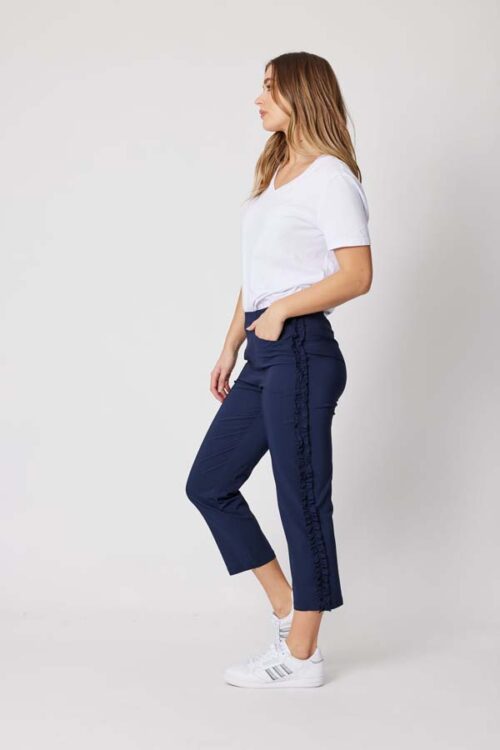 Clarity Side Frill Detail Pant Navy 39660