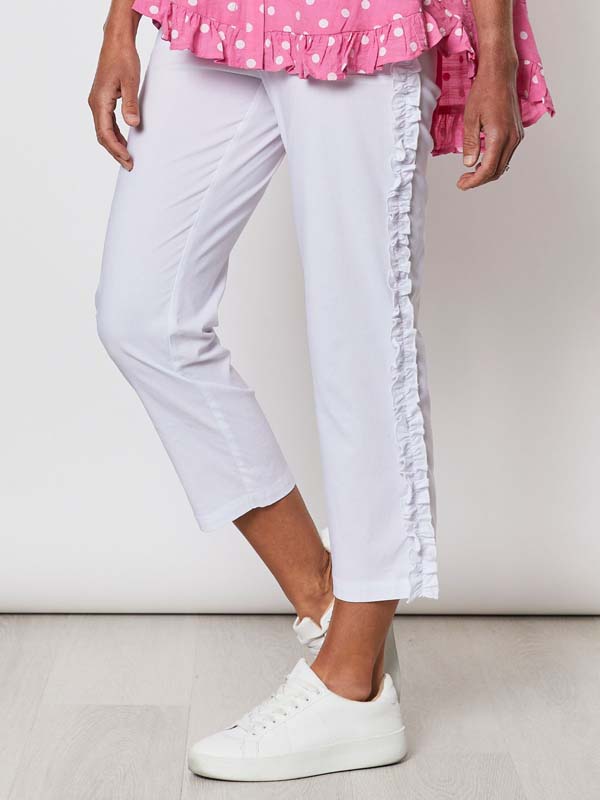 Clarity Side Frill Detail Pant White 39660