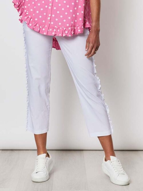 Clarity Side Frill Detail Pant White 39660
