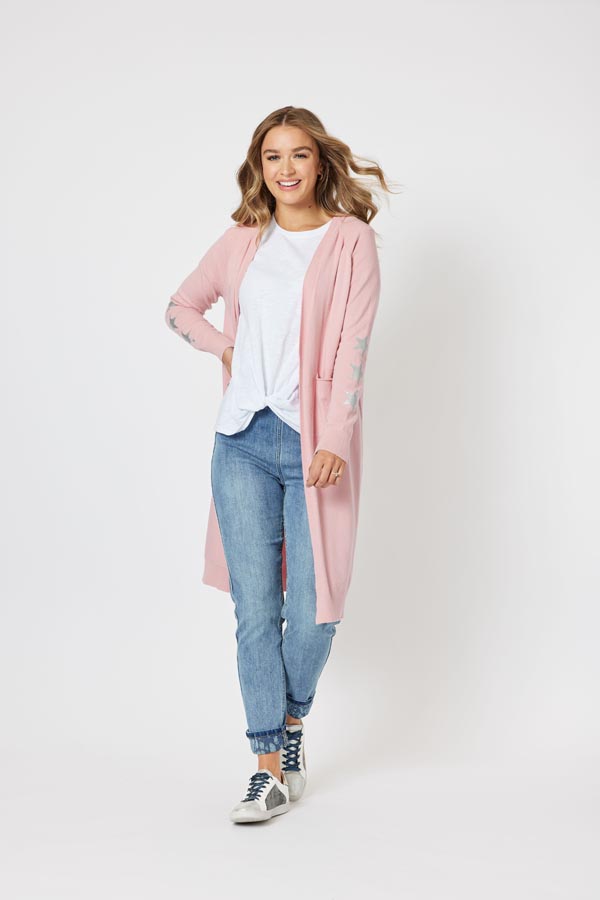 Threadz Superstar Longline Cardi 42313 Rose