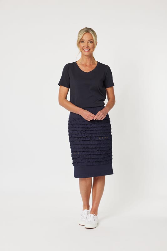 Gordon Smith Stitched Detail Skirt Navy 104836