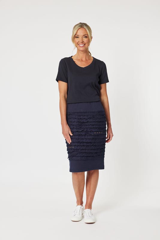 Gordon Smith Stitched Detail Skirt Navy 104836