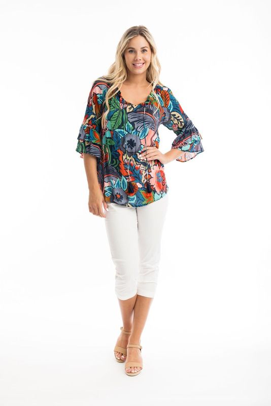 Orientique Cape Verde Frill Sleeve Top 42088