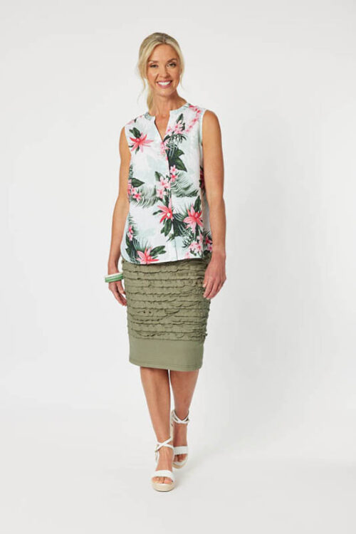 Gordon Smith Stitched Detail Skirt Khaki 104836