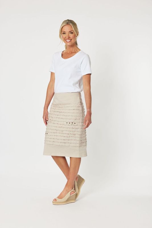 Gordon Smith Stitched Detail Linen Skirt 104836