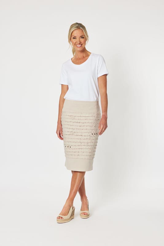 Gordon Smith Stitched Detail Linen Skirt 104836