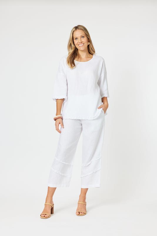 Hammock & Vine Fringed Linen Pant 46312