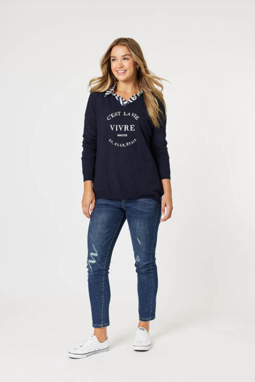 Threadz Cest La Vie Sweat Navy 44920