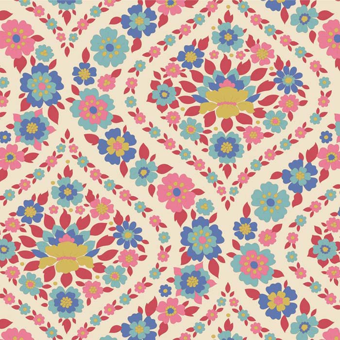 Tilda Wallflower Bianca Red 100618 PER METREE