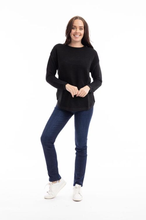 Orientique Knit Ribbed Jumper Black 1287