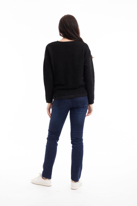 Orientique Knit Ribbed Jumper Black 1287 - Image 4