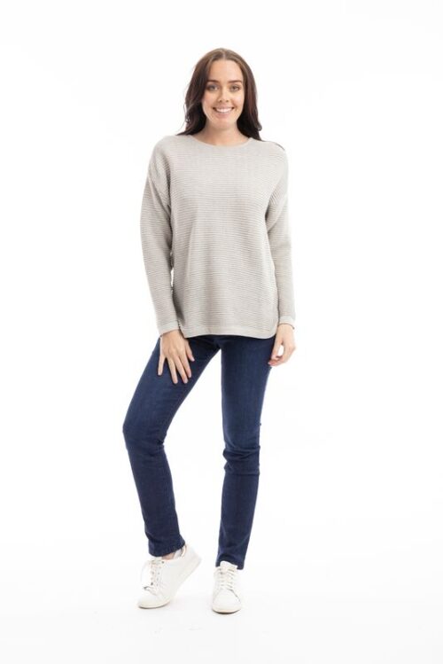 Orientique Knit Ribbed Jumper Grey 1287