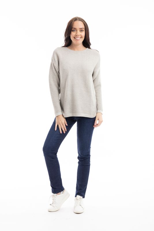 Orientique Knit Ribbed Jumper Grey 1287