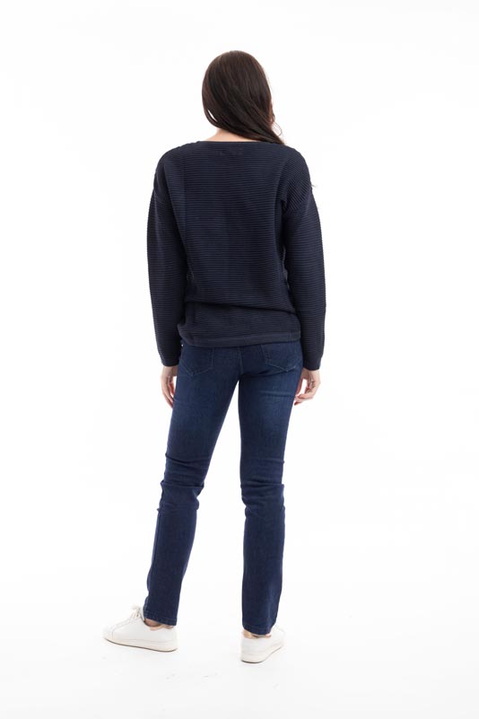 Orientique Knit Ribbed Jumper Navy 1287