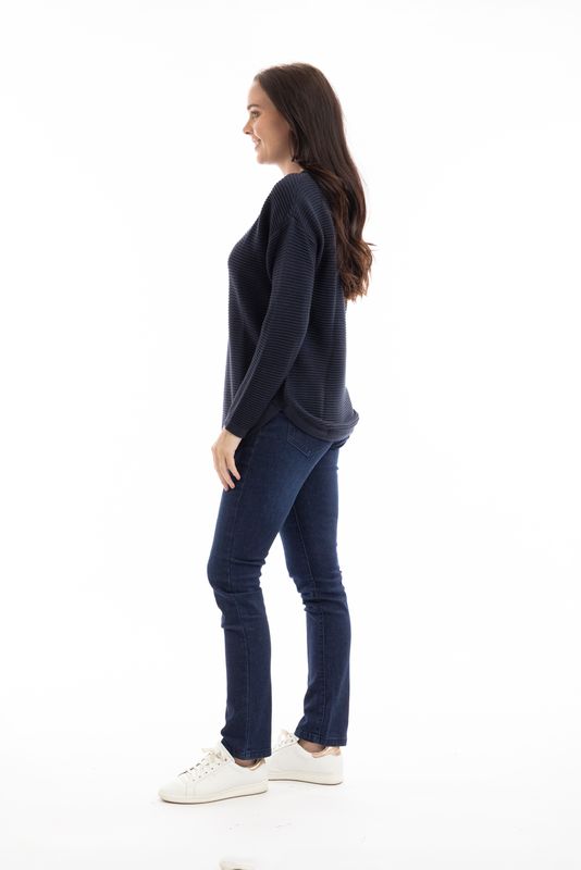 Orientique Knit Ribbed Jumper Navy 1287 - Image 3