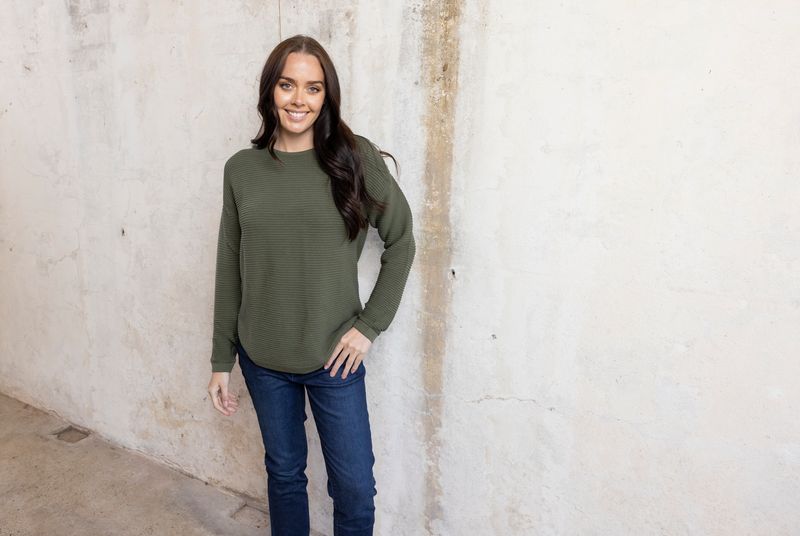 Orientique Ribbed Knit Jumper Olive 1287 - Image 4