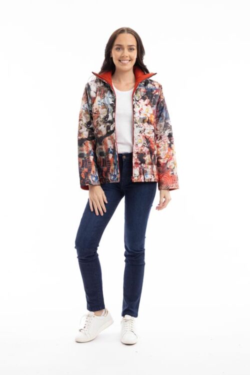 Orientique Puffer Coat Japanese Garden 3243