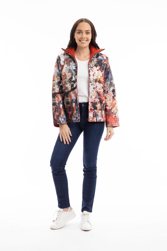 Orientique Puffer Coat Japanese Garden 3243