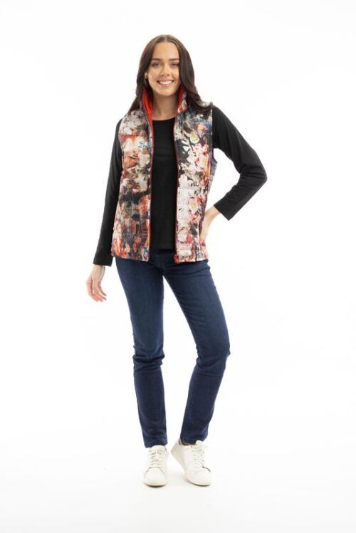Orientique Puffer Vest Japanese Garden 3244