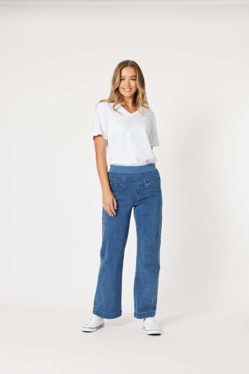 Threadz Maddy Pull on Wide Leg Jean 45296