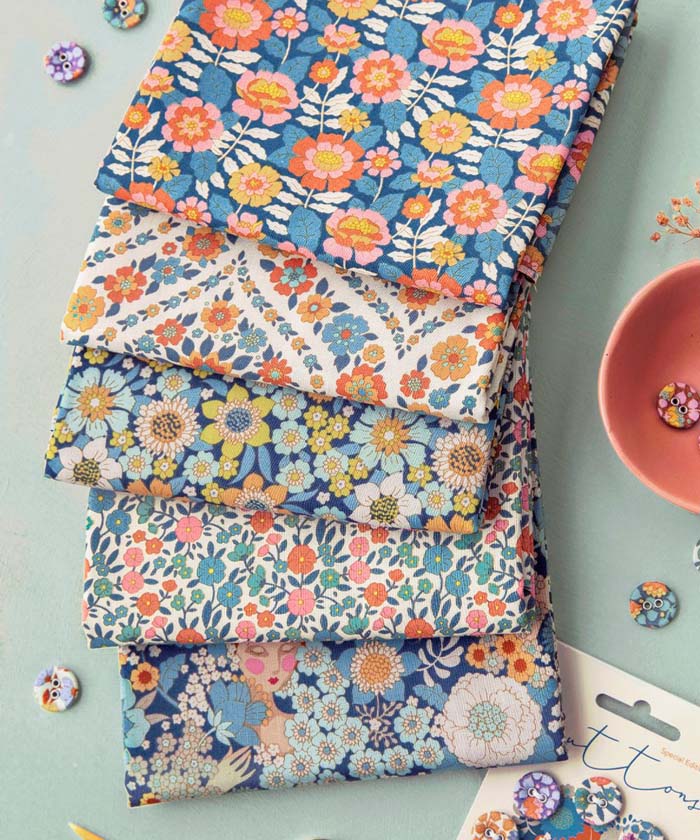 Tilda Wallflower Janice Blue 100615 PER METRE - Image 4