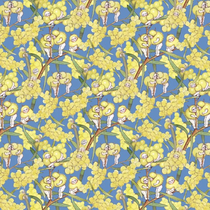 Patchwork Fabric May Gibbs Blossom Babies Blue