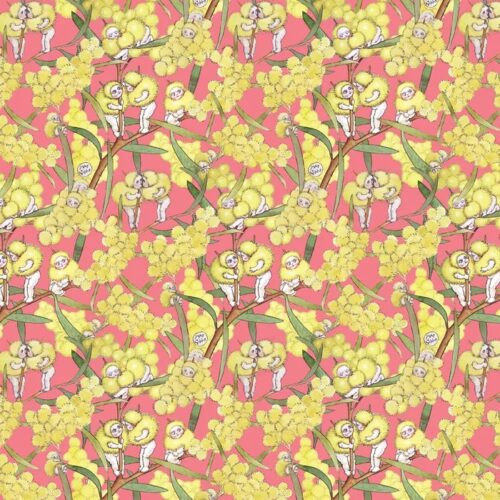 Patchwork Fabric May Gibbs Blossom Babies Rose 1005