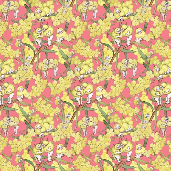 Patchwork Fabric May Gibbs Blossom Babies Rose 1005