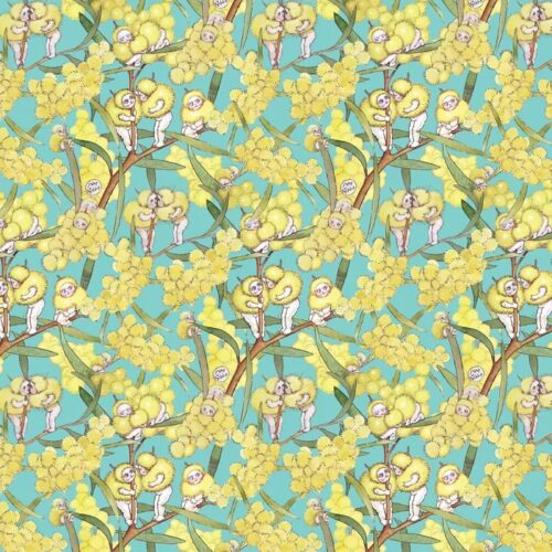 Patchwork Fabric May Gibbs Blossom Babies Teal 1006