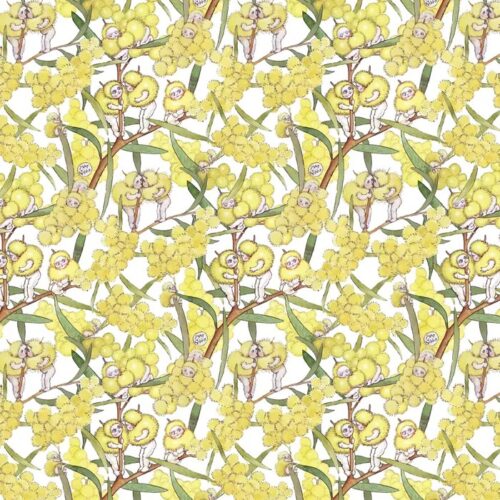 Patchwork Fabric May Gibbs Blossom Babies White 1002