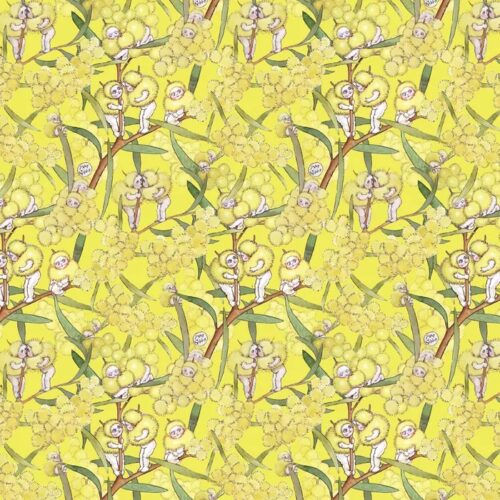 Patchwork Fabric May Gibbs Blossom Babies Yellow 1004