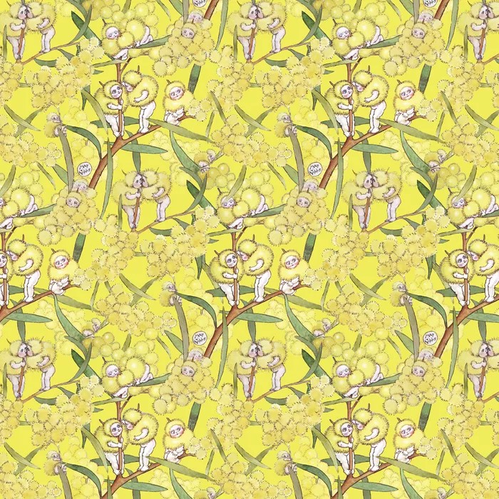 Patchwork Fabric May Gibbs Blossom Babies Yellow 1004