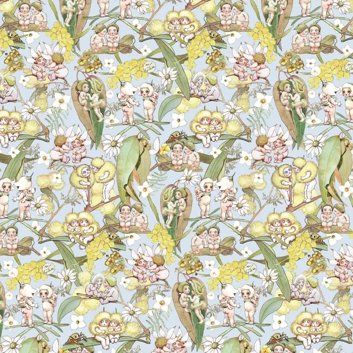 Patchwork Fabric May Gibbs Gossiping Gumnuts Blue 1001