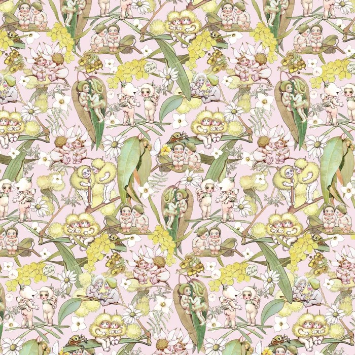 Patchwork Fabric May Gibbs Gossiping Gumnuts Pink 1000