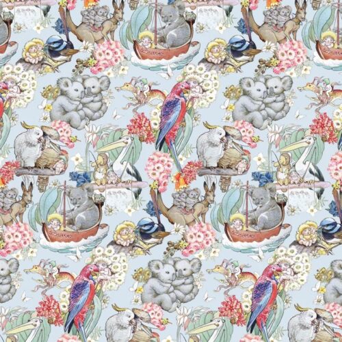Patchwork Fabric May Gibbs Gumnut Adventures Blue 1011