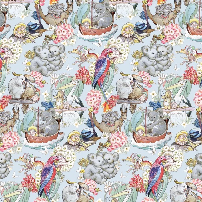 Patchwork Fabric May Gibbs Gumnut Adventures Blue 1011