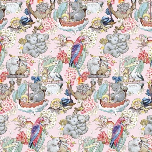 Patchwork Fabric May Gibbs Gumnut Adventures Pink 1010
