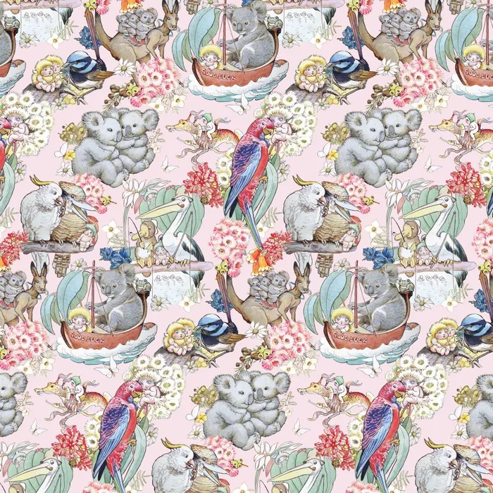 Patchwork Fabric May Gibbs Gumnut Adventures Pink 1010
