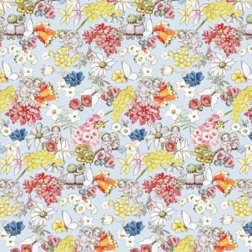 Patchwork Fabric May Gibbs Gumnut Friends Blue 1015