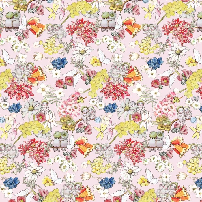 Patchwork Fabric May Gibbs Gumnut Friends Pink 1016