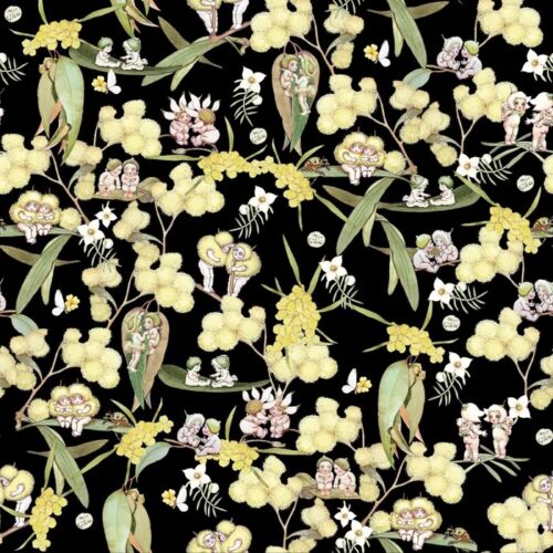 Patchwork Fabric May Gibbs Gumnut Gossiping Black 1017