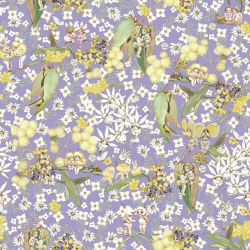 Patchwork Fabric May Gibbs Gumnut Gossips Lavender 1007