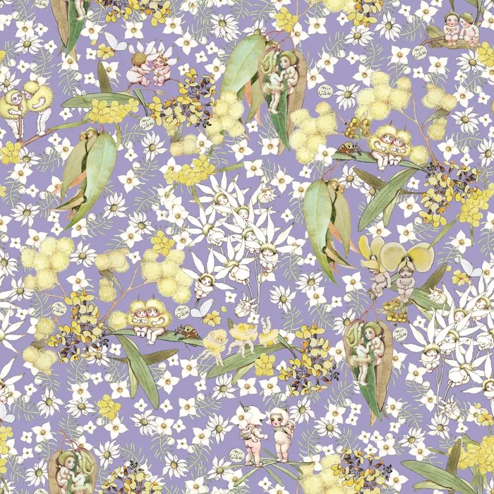 Patchwork Fabric May Gibbs Gumnut Gossips Lavender 1007