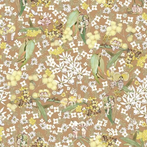 Patchwork Fabric May Gibbs Gumnut Gossips Parchment 1009